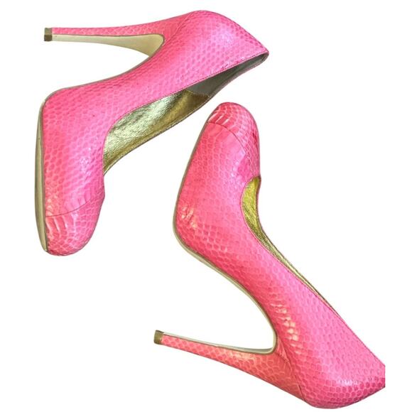 Kathryn Amberleigh Heel Sz 8 Pink Snakeskin Leather Platform Stiletto Barbiecore - Picture 9 of 16